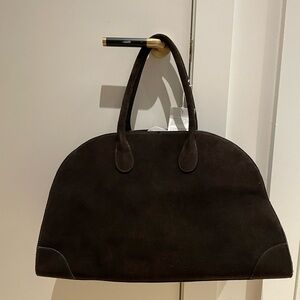 COS dark brown suede bowling bag Margaux The Row